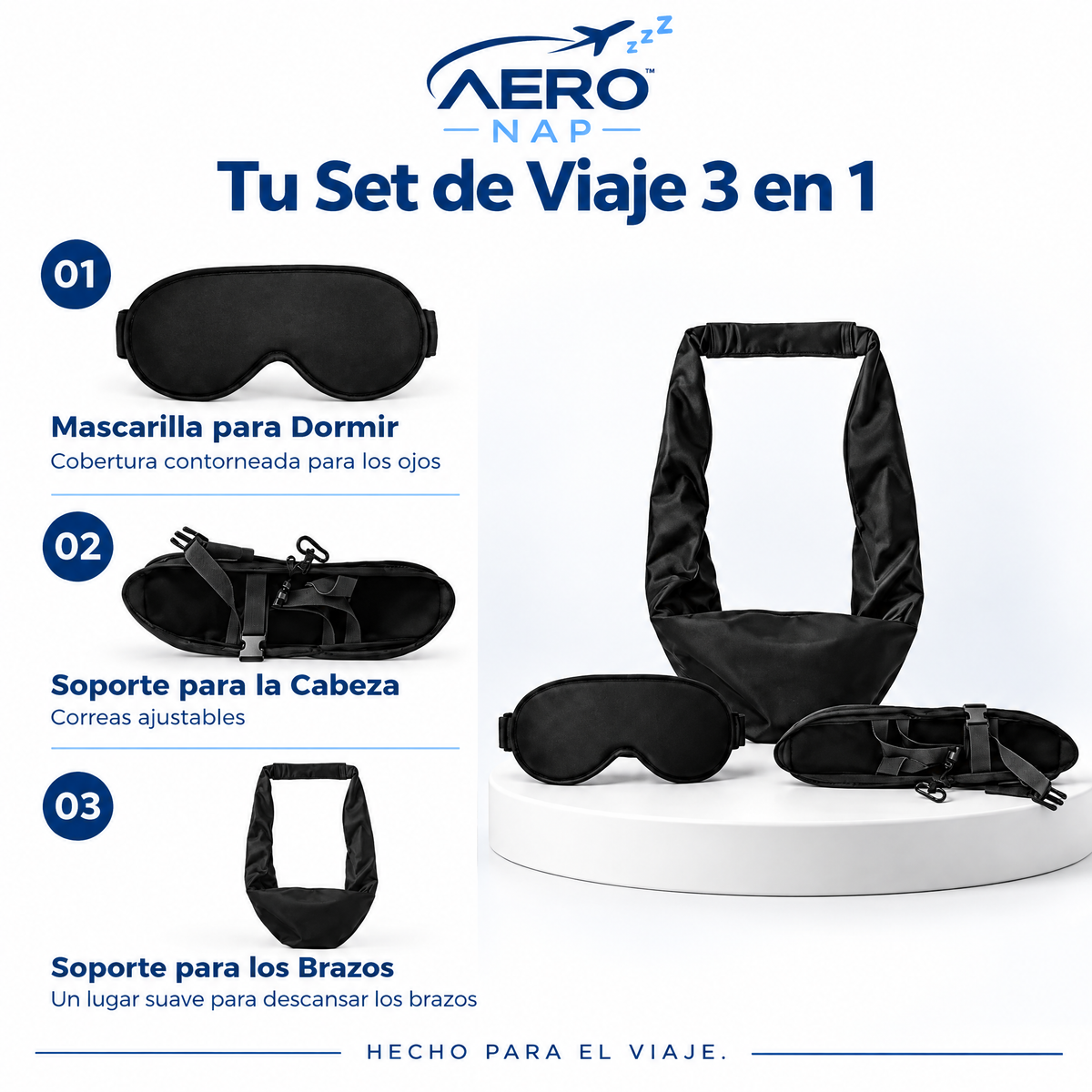 AERONAP™ El kit 3 en 1 para dormir en avión como primera clase