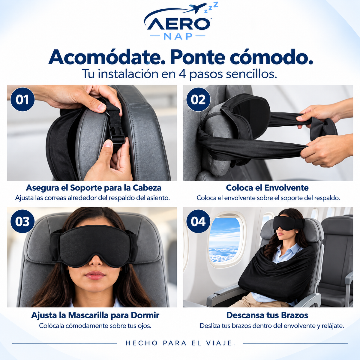 AERONAP™ El kit 3 en 1 para dormir en avión como primera clase